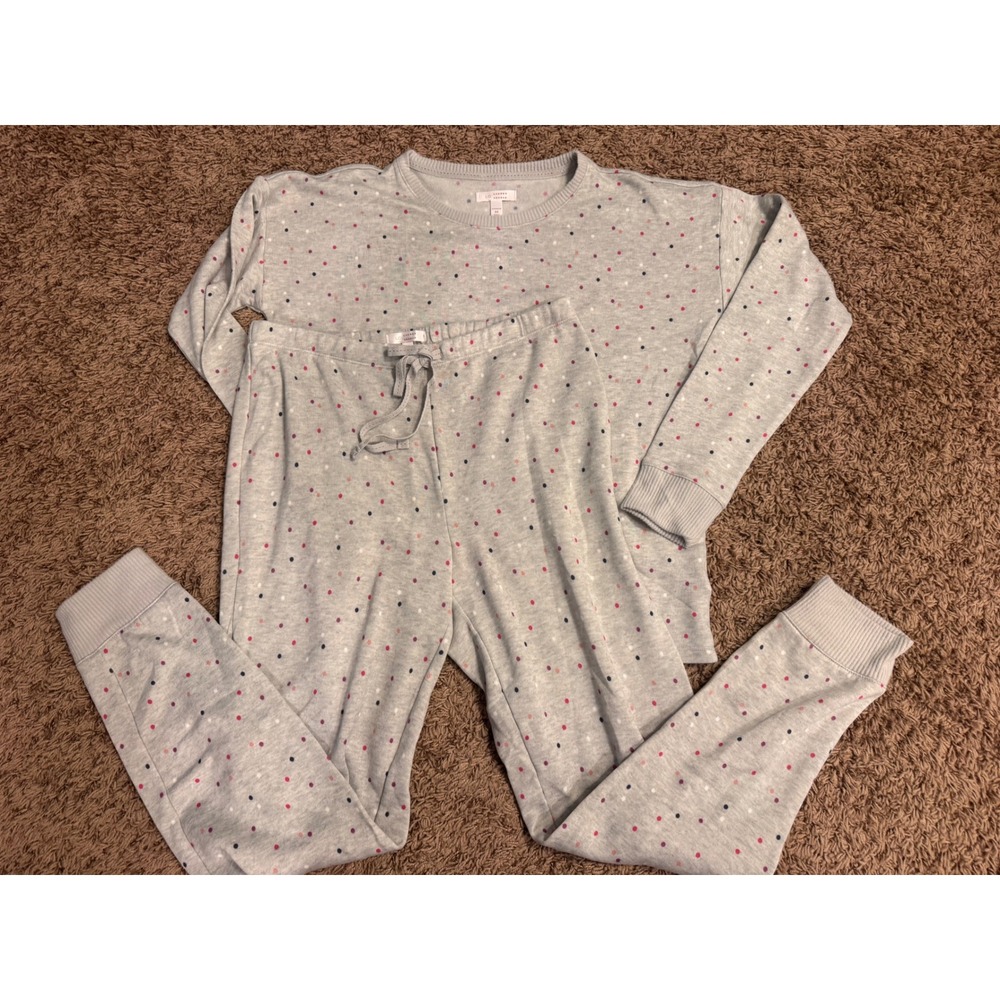 LC Lauren Conrad Women's Medium Super Soft Polka Dot Pajama Set Gray